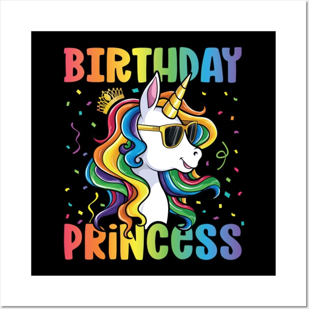 Birthday Princess Shirt Unicorn Girl Wall Art by Pennelli Studio